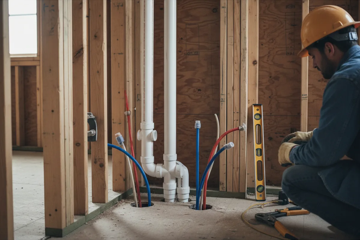 Drain and supply rough-in during Sump Pump Repair in Big Sandy