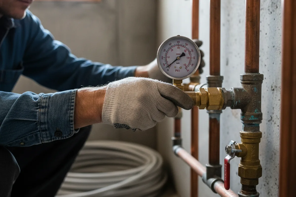 Pressure testing a repaired line during Water Line Repair in Big Sandy